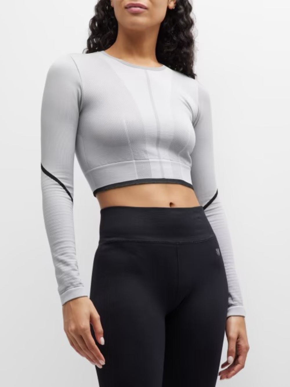 Adidas by Stella McCartney Light Gray Long-Sleeve Seamless Crop Top
